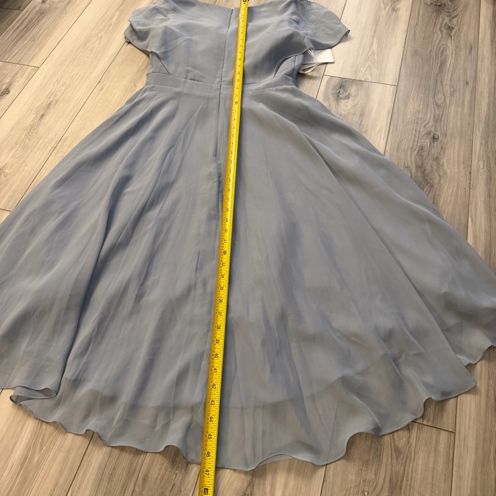 JJ's House Dusty Blue Chiffon Midi Dress Size 10 Bridesmaid - Picture 10 of 13